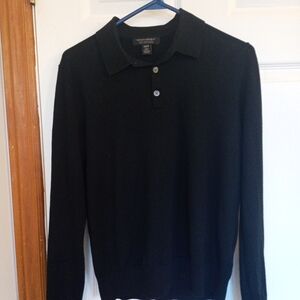Banana Republic black merino wool polo sweater, x-small